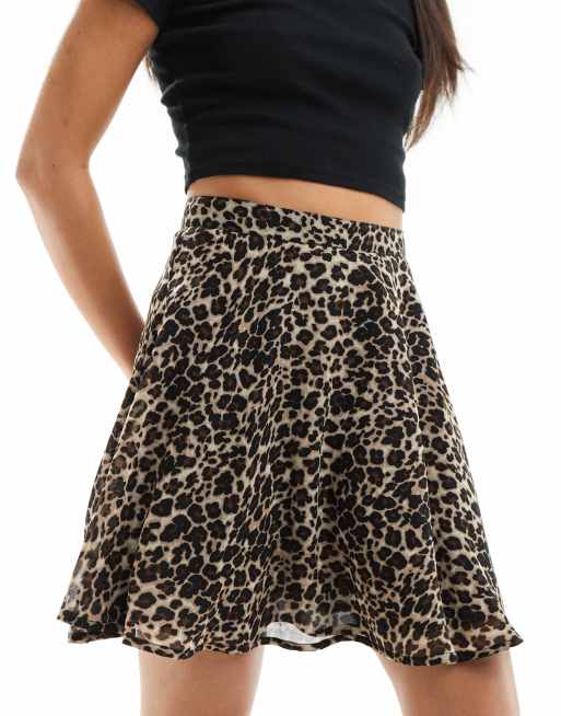 Wednesday s Girl leopard print flippy mini skirt in brown ASOS