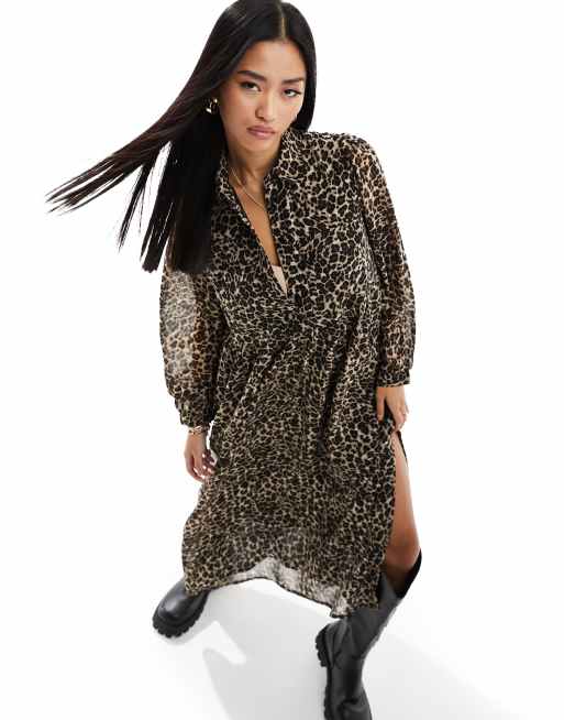 Asos leopard print shirt dress hotsell