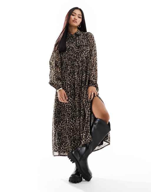 Asos leopard print shirt dress deals