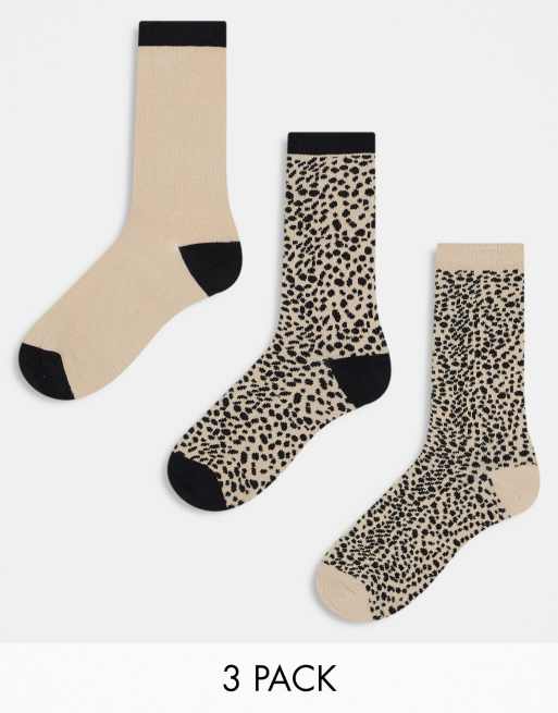Wednesday's Girl leopard print socks multipack in beige