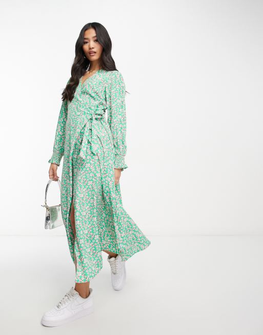 Asos green outlet ditsy dress