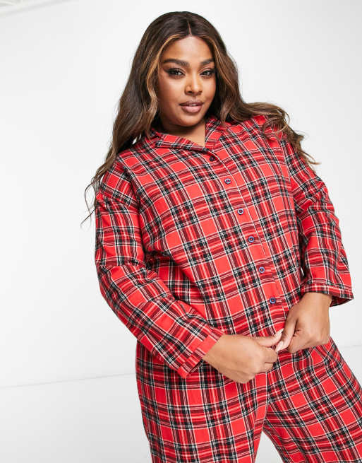 Plus size best sale plaid pajamas