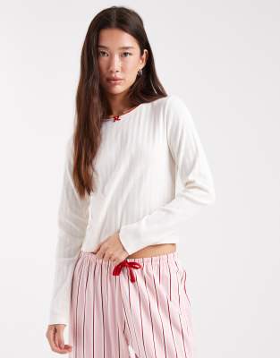 Wednesday's Girl Long Sleeve Pointelle Top And Pants Pajama Set In Pink
