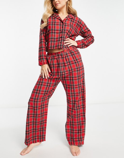 Wednesday's Girl long sleeve pyjama shirt and pants set in tartan
