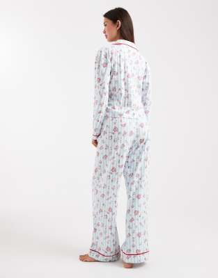 Wednesday's Girl Long Sleeve Shirt And Pants Pajama Set In Blue