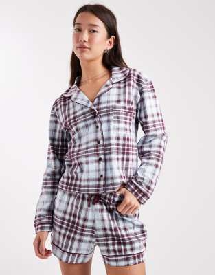 Wednesday's Girl Long Sleeve Shirt And Shorts Pajama Set In Purple
