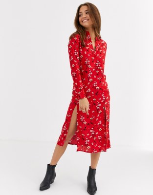 long sleeve floral shirt dress