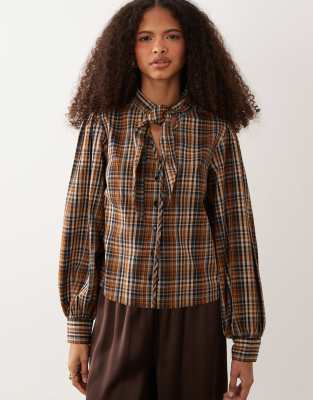 Wednesday's Girl Long Sleeve Shirt With Tie Detail In Multi