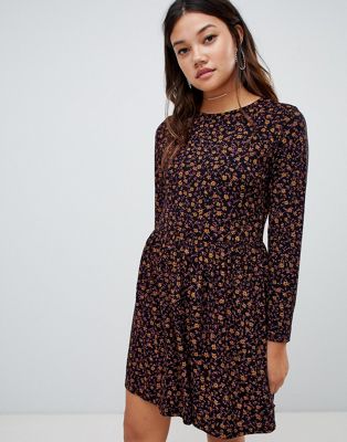 long sleeve ditsy floral dress