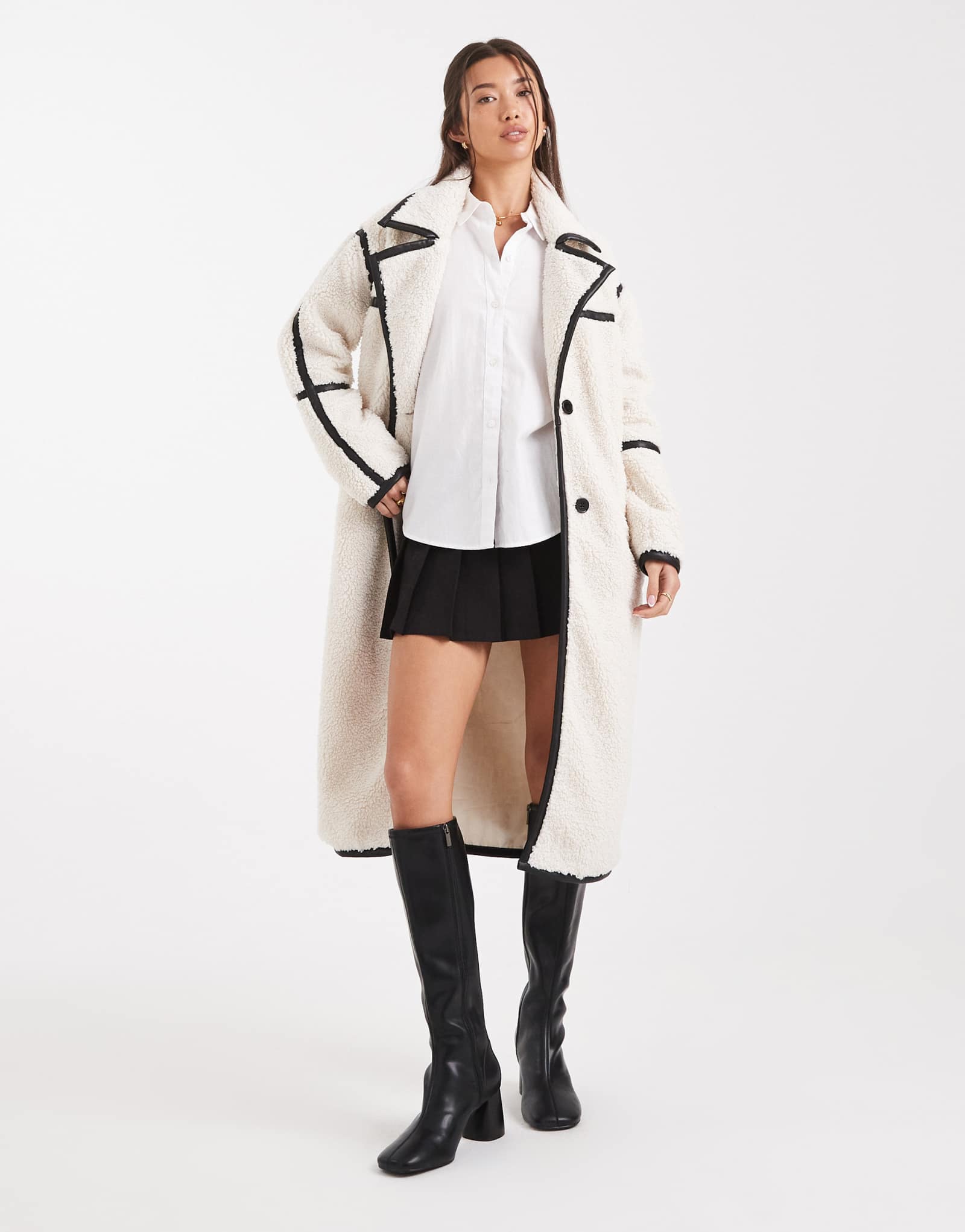 Ярусное пушистое пальто мидакси teddy midaxi для девочек в среду кремового цвета