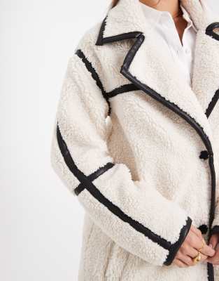 Wednesday's Girl Longline Fluffy Teddy Midaxi Coat In White