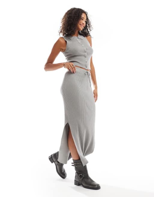 Wednesday's Girl loose fine knit midaxi skirt co-ord in