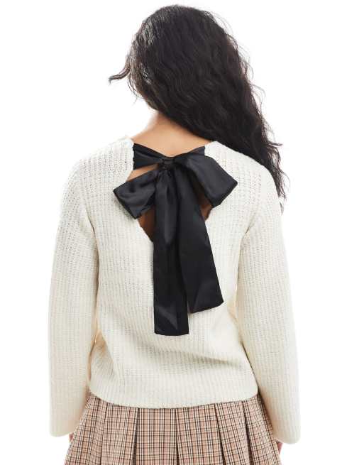 Wednesday's Girl - Maglione oversize color crema con fiocco