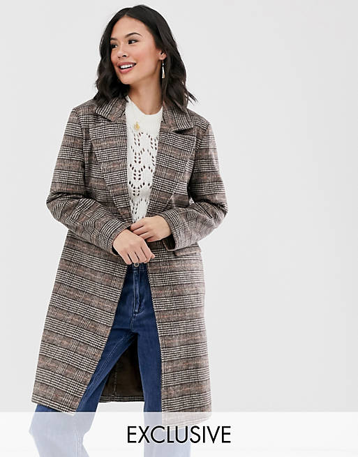 Wednesday's Girl - Manteau long en laine à carreaux