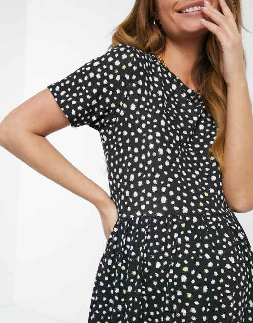 Wednesday's girl midi dress in smudge spot fashion print