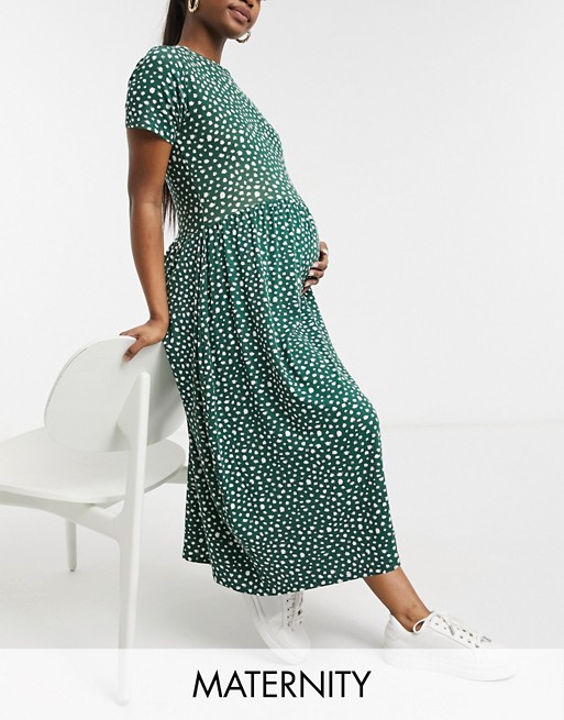 Wednesday's Girl Maternity midi smock dress in smudge spot print