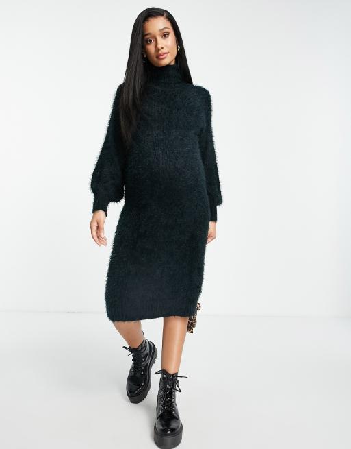 women's black dress long Black Mayarya Maternity Sweater Dress S — Retykle