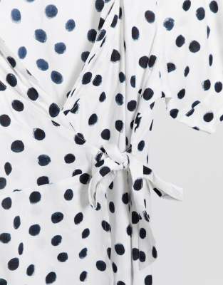 midi wrap dress polka dot