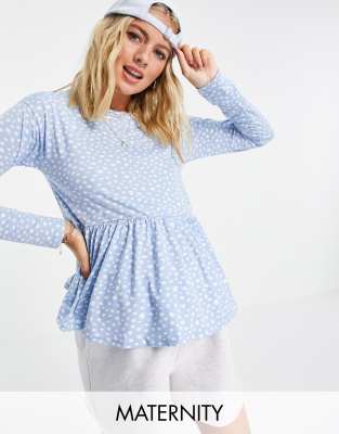 Wednesday's Girl Maternity Relaxed Smock Top With Peplum Hem In
