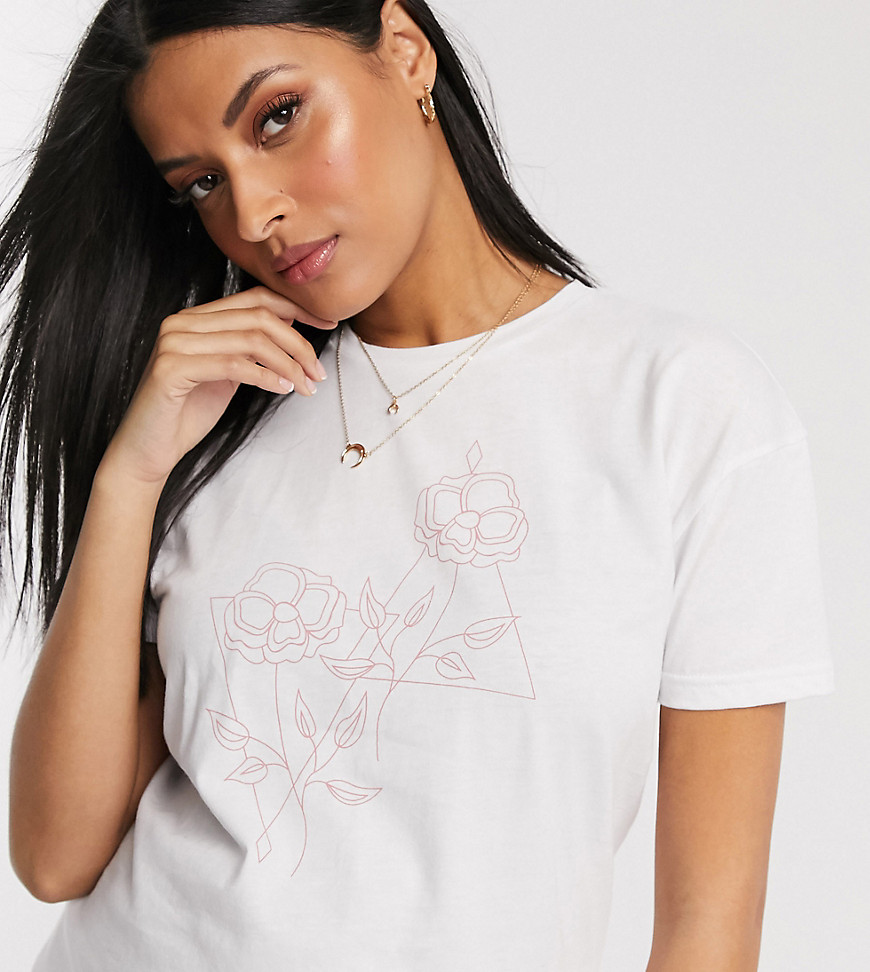 Wednesday's Girl Maternity relaxed t-shirt with abstract flower graphic-White
