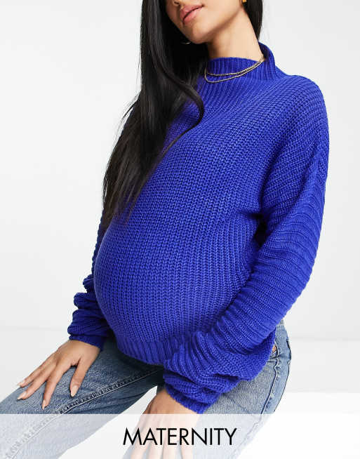 Wednesday's Girl Maternity - Ultimate - Hoogsluitende trui in blauw