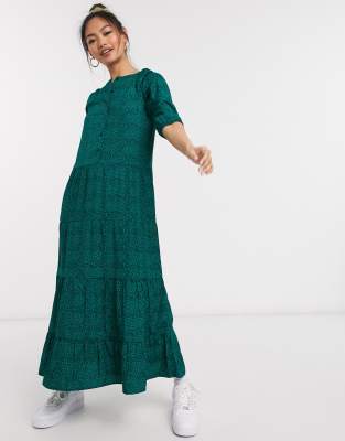 green maxi shirt dress