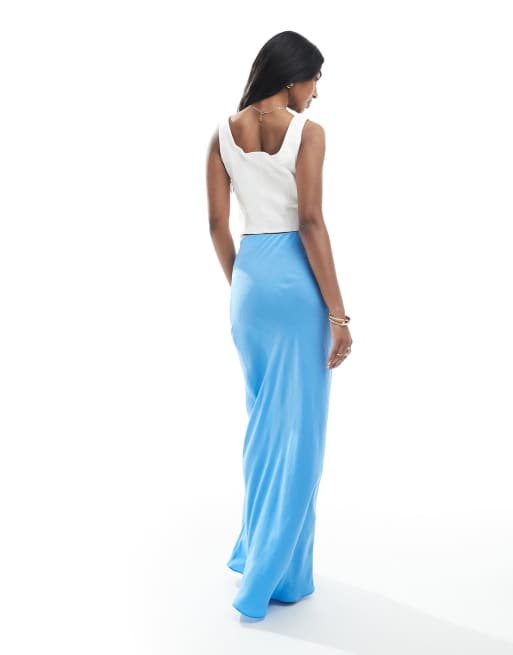 Wednesday's Girl – Maxirock in Blau mit Schrägschnitt, 2 von 5