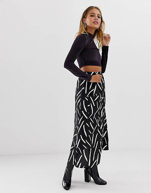 Wednesday's Girl midaxi skirt in abstract stripe