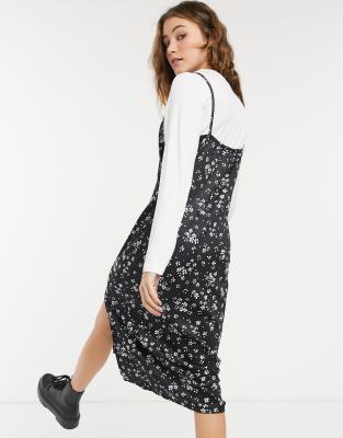 floral dress with white shirt