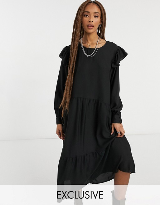 Wednesday's Girl midi dress with frill detail