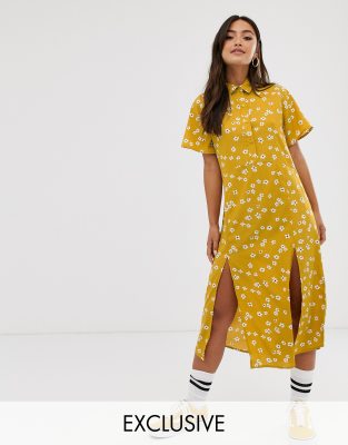 girls mustard floral dress