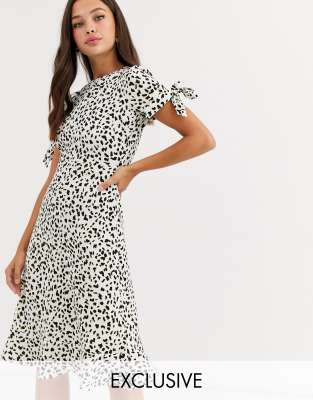 white spot midi dress