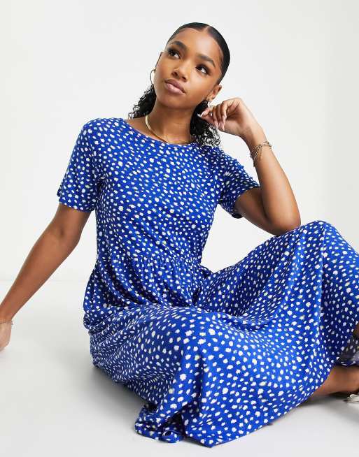 Wednesday s Girl Midi Hangerkleid in Marineblau mit unterschiedlichen Punkten bedruckt ASOS