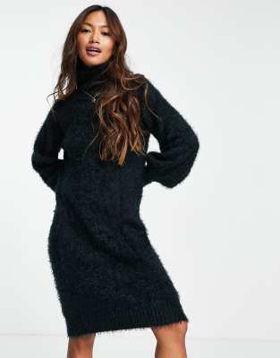 black knit sweater dress