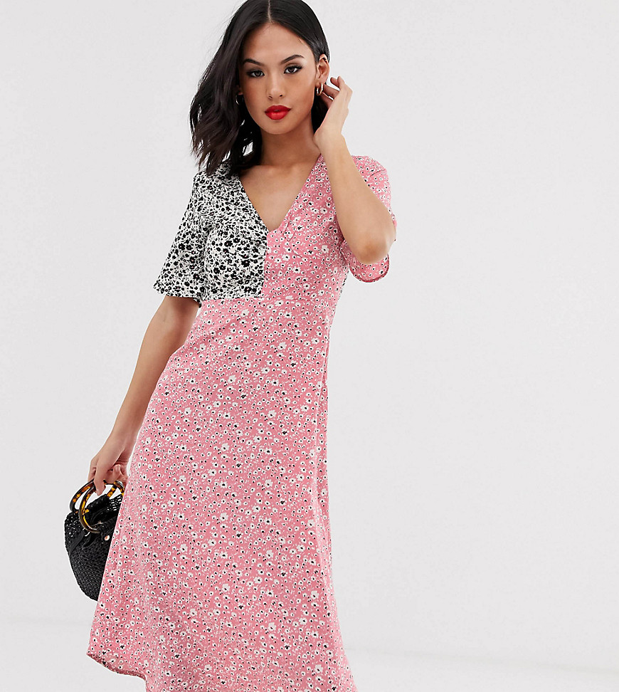 Wednesday's Girl - Midi-jurk met gemengde print-Roze