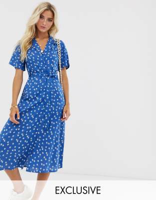 asos blue floral dress