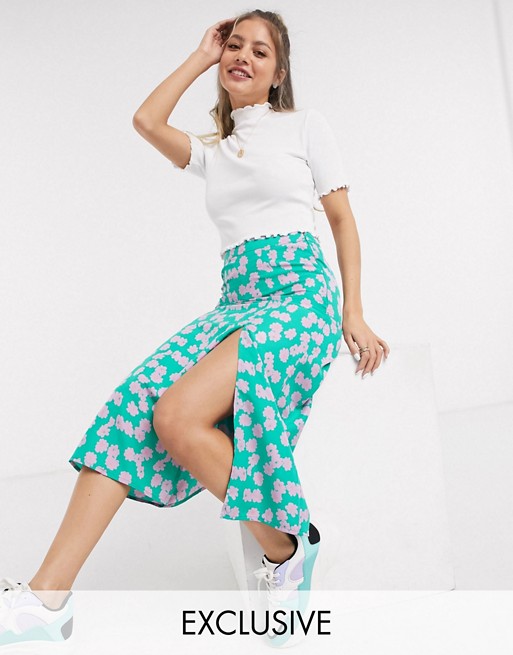 Wednesday's Girl midi skirt in smudge floral