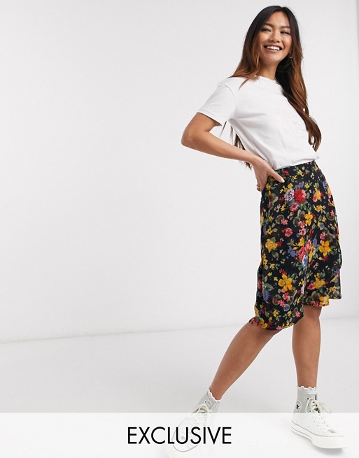 Wednesday's Girl midi skirt in vintage floral