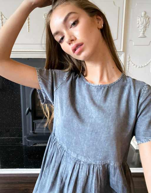 Wednesday's Girl midi smock dress in denim | ASOS