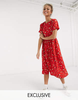 ditsy floral smock dress