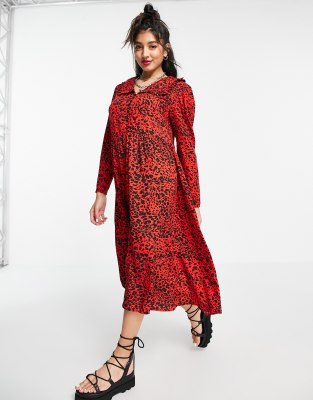 ladies red animal print dress