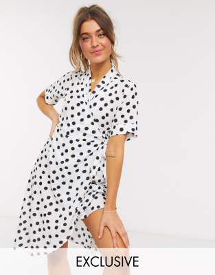 midi wrap dress polka dot