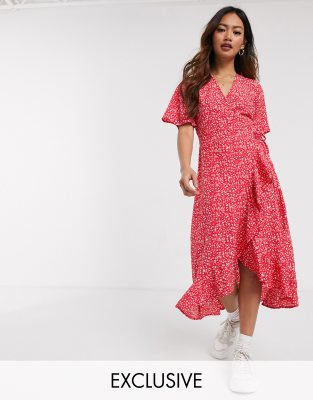 wrap dress with ruffle hem