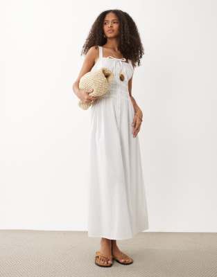Wednesday's Girl Wednesdays Girl Milkmaid Button Detail Dress In White