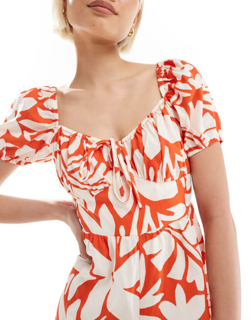 Wednesday's Girl milkmaid romper in red, 3 of 4