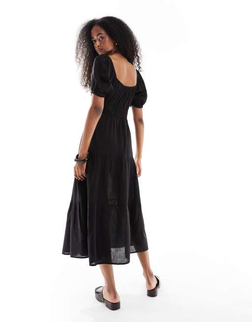 black midi milkmaid dress Misty Milkmaid Midi  AYANA