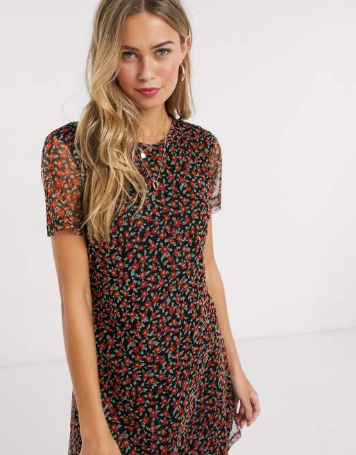 Wednesday s Girl mini dress in ditsy floral mesh ASOS