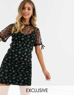 girls black floral dress