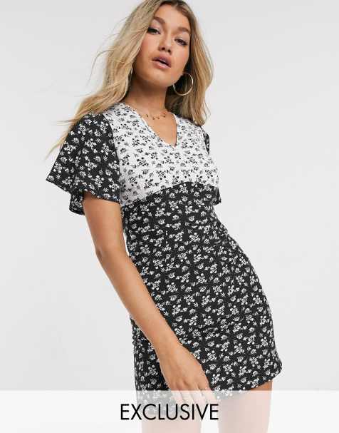 Wednesday's Girl – Mini-Freizeitkleid mit Blumenmustermix im Vintage-Stil