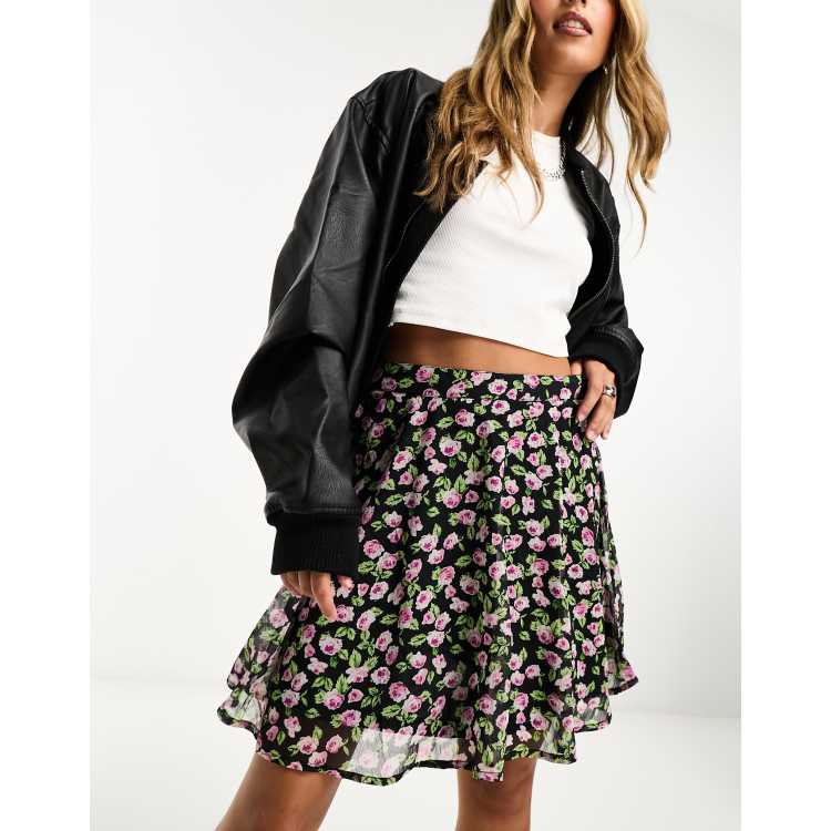 Wednesday s Girl Mini jupe fluide petites fleurs Rose